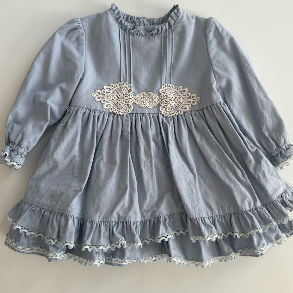 Miranda 18M Blue Ruffled Dress with Lace Detail​